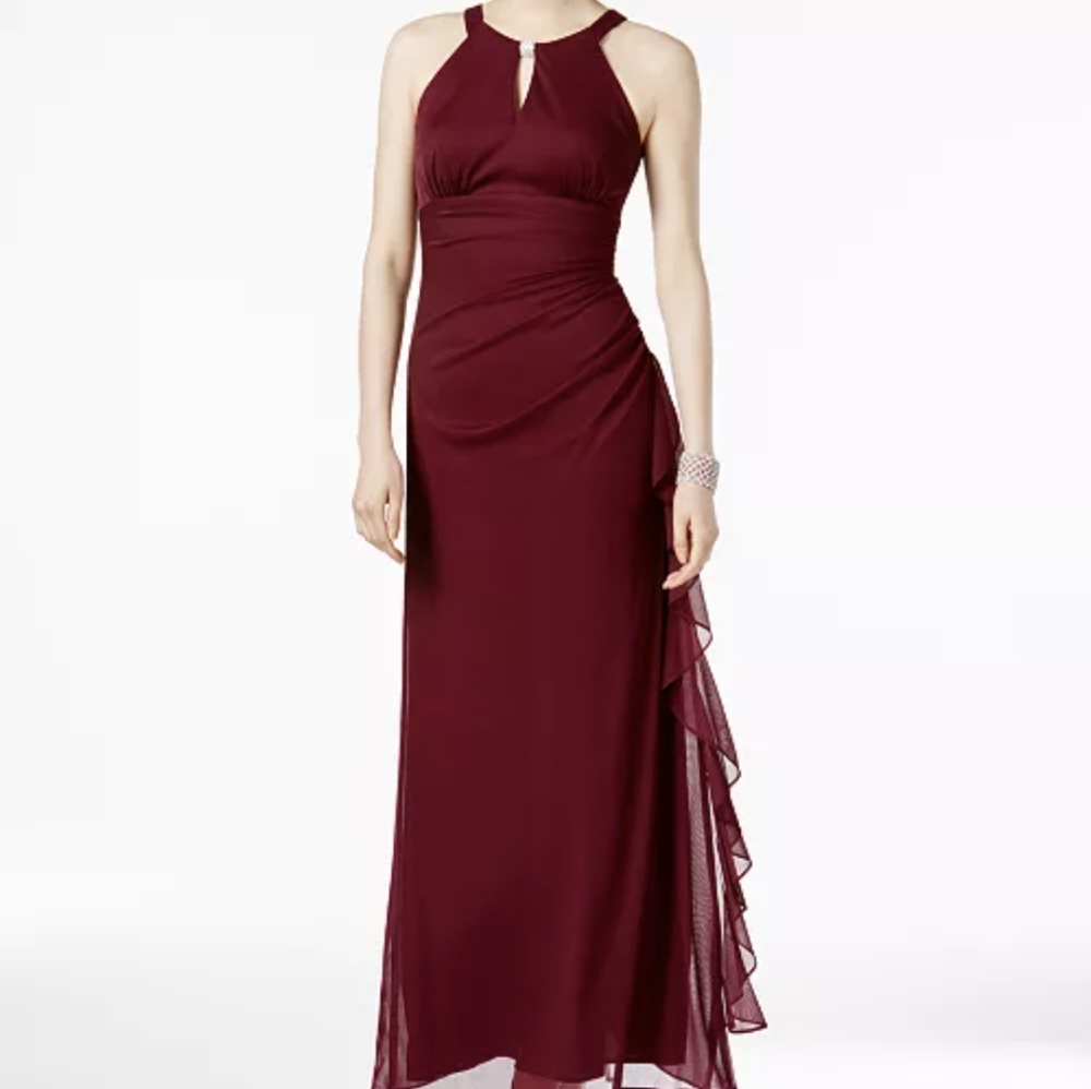 Betsy & Adam Burgundy Gown 14P NWT